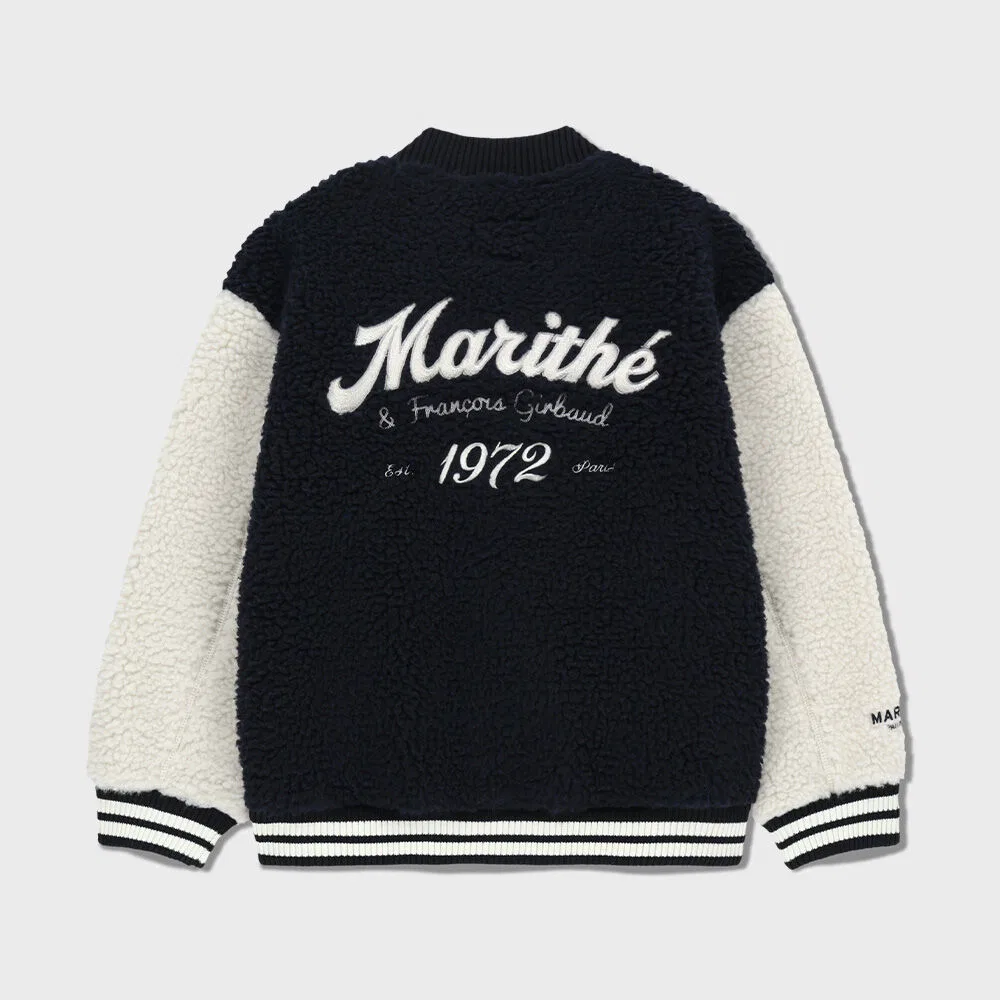 Детская флисовая куртка-бомбер унисекс цвета айвори от Marithé Kids — фото 3