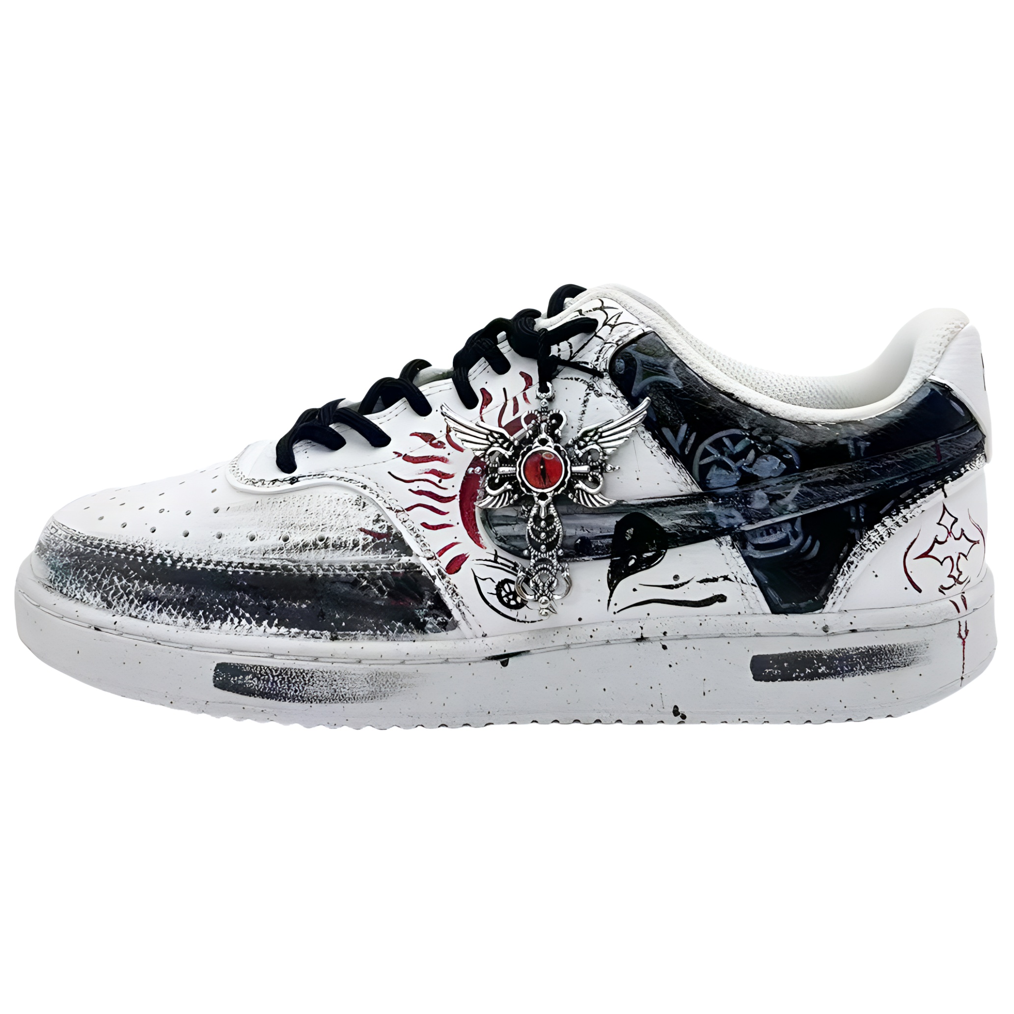 

Nike Кроссовки Court Vision Demon's Eye с противоскользящим покрытием, износостойкие, низкие, мужские, для скейтбординга, черные, белые