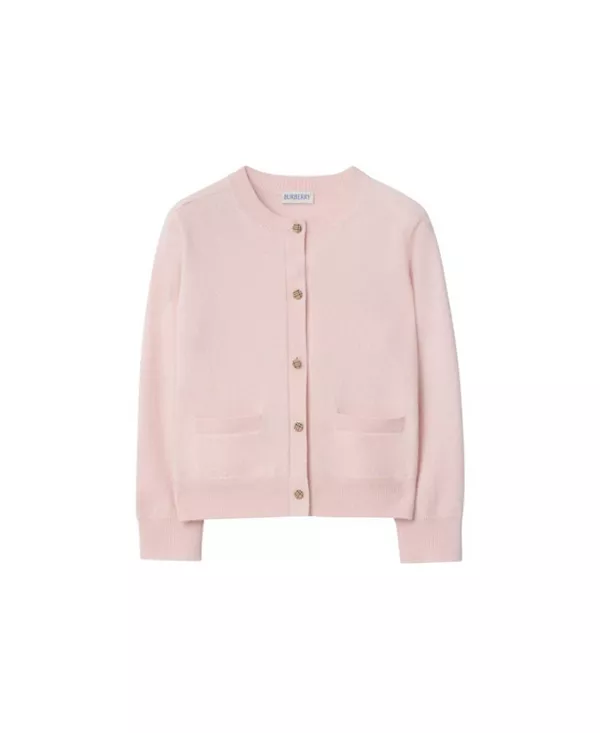 

Детский шерстяной кашемировый кардиган в клетку - для малышек и для девочек постарше Burberry, розовый