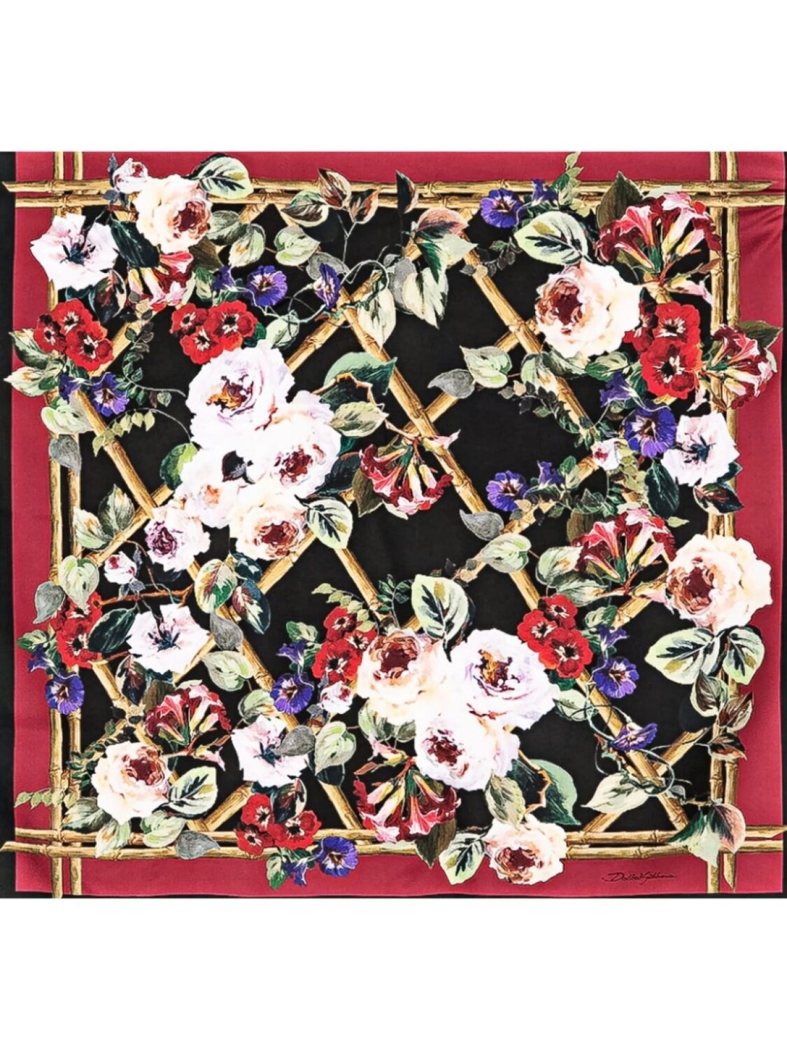 

Шарф с цветочным принтом Dolce & Gabbana, черный