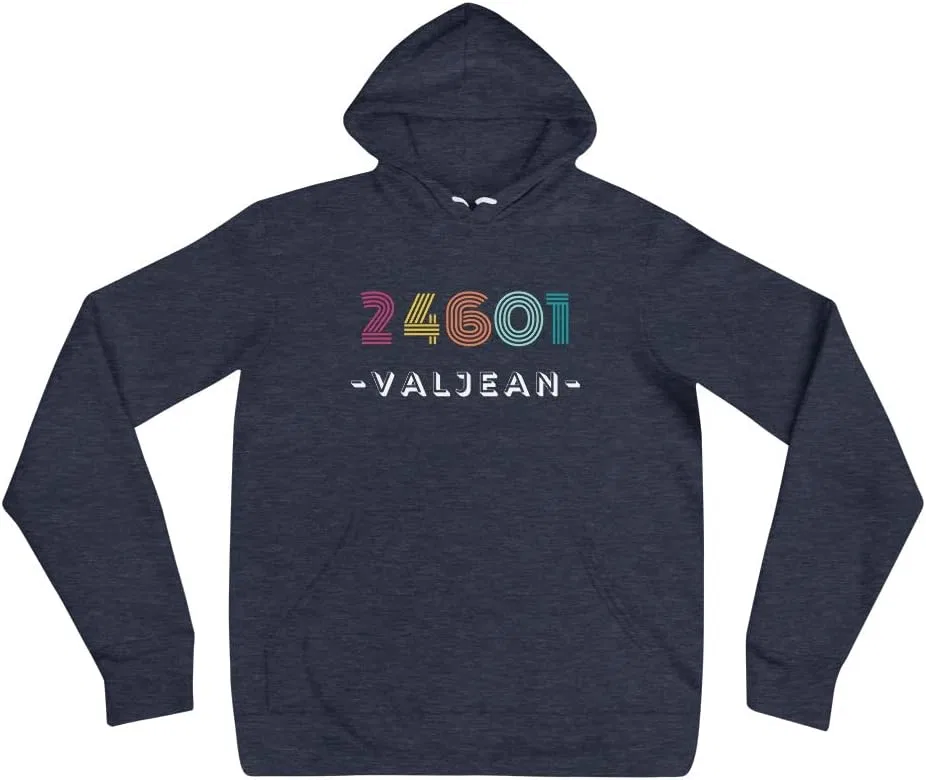 24601 Толстовка унисекс Valjean с капюшоном. Идея для него, для нее, для женщин, для мужчин. Модный ретро-стиль. Подарок на день рождения, Рождество, годовщину