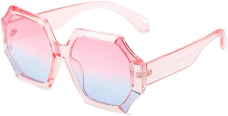 

Солнцезащитные очки с шестиугольной оправой большого размера, контрастными цветами, защитой от УФ-излучения, для мужчин и женщин Weloveushop, Pink Frame Pink Flakes