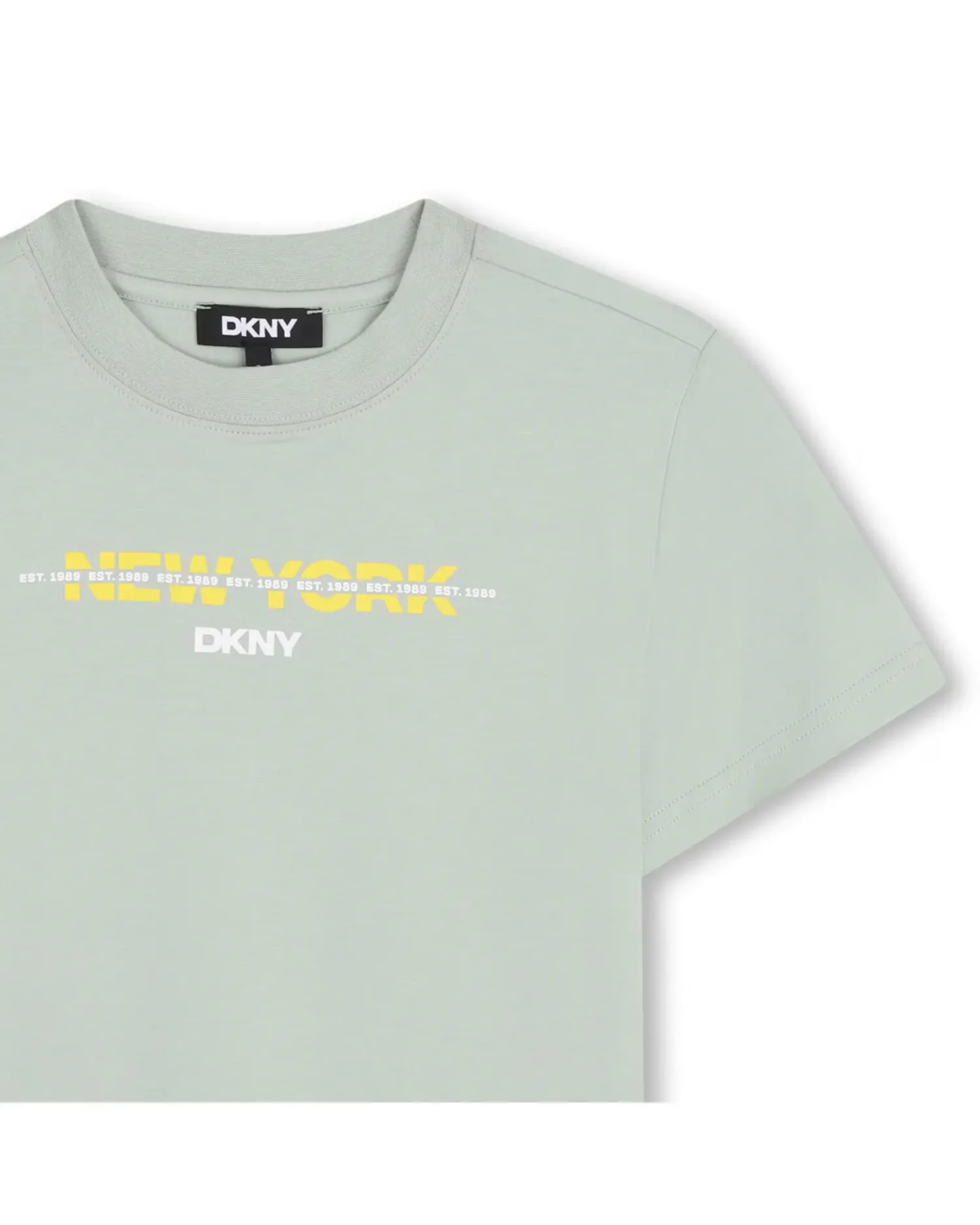 Детская хлопковая футболка с большим принтом DKNY, Natural — фото 3