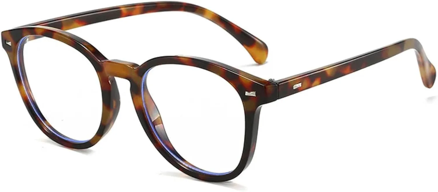 

Ретро овальные женские солнцезащитные очки с заклепками, модные прозрачные линзы цвета океана, защита от УФ-излучения UV400, мужские панк-очки VFDHN, Leopard Clear