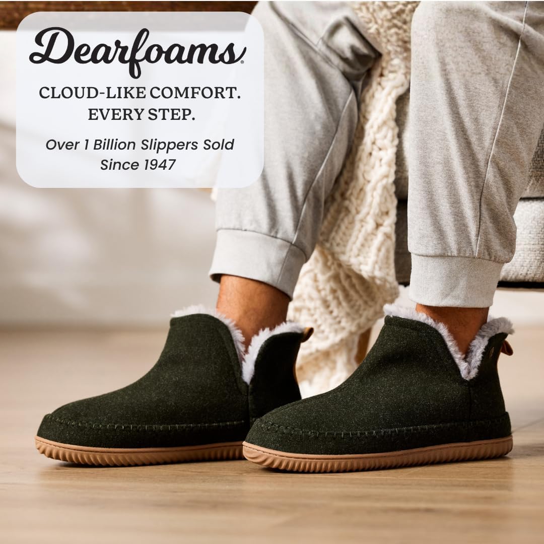Мужские домашние тапочки Dearfoams с мемори-пенной стелькой Brixen, высокие до щиколотки - Подарки для мужчин, Loden — фото 2
