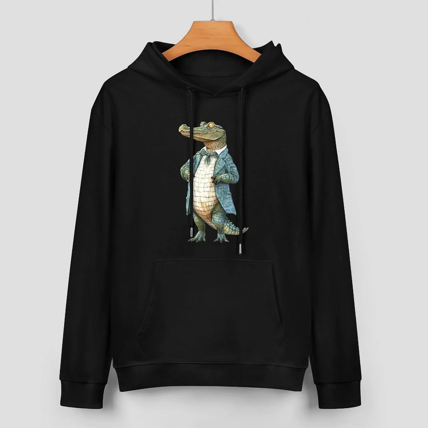 Толстовка Crocodile Gentleman Fashion с капюшоном и карманом Generic, черный — фото 3