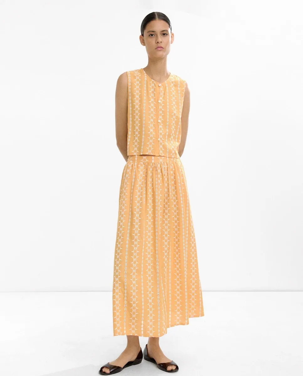 

Длинная струящаяся юбка с принтом Parfois, оранжевый