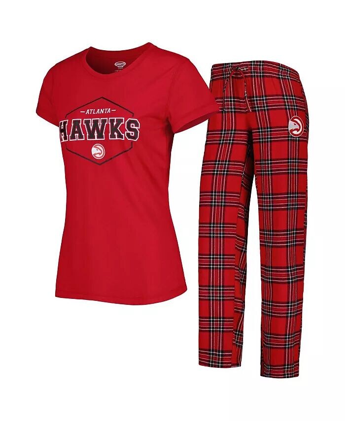 

Женская красно-черная футболка с логотипом Atlanta Hawks и пижамные штаны для сна Concepts Sport, красный