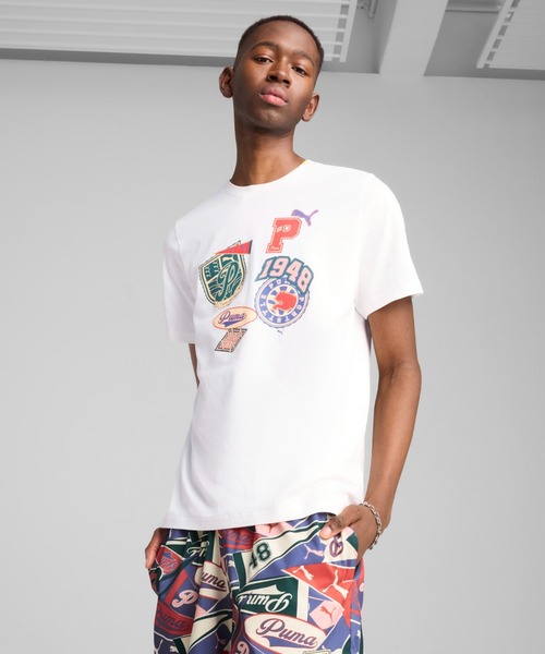 

Мужская спортивная футболка с коротким рукавом, графическим принтом PUMA Legacy, белый