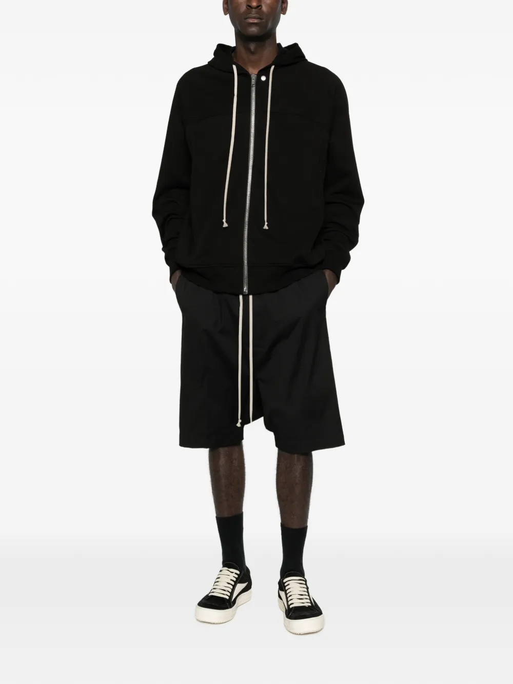 Шорты с заниженной посадкой и кулиской Rick Owens, черный — фото 2