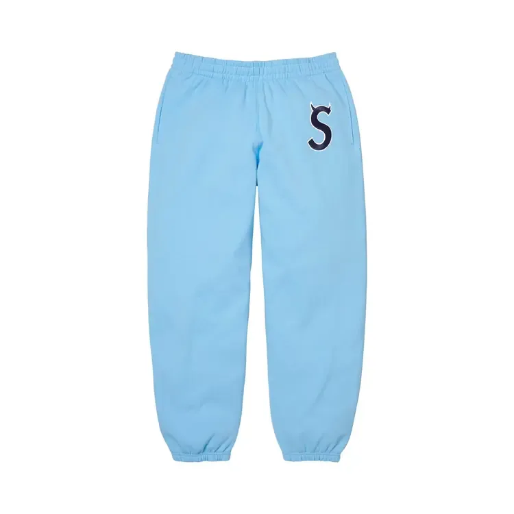 Спортивные штаны Supreme Devil с логотипом S, светло-голубые