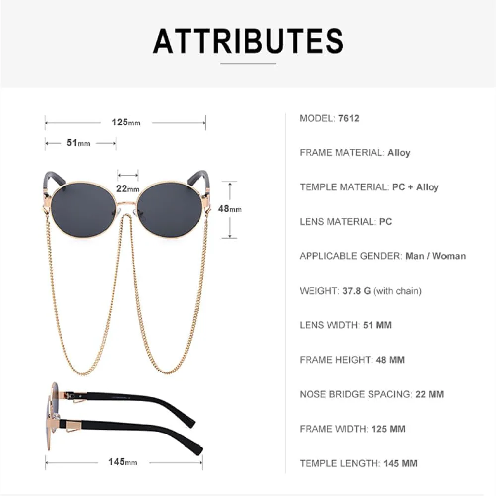 

Женские солнцезащитные очки с цепочкой, модные, новые, роскошные, круглые, классические, для активного отдыха, мужские, ретро, ​​для вечеринок, походов generic, C2