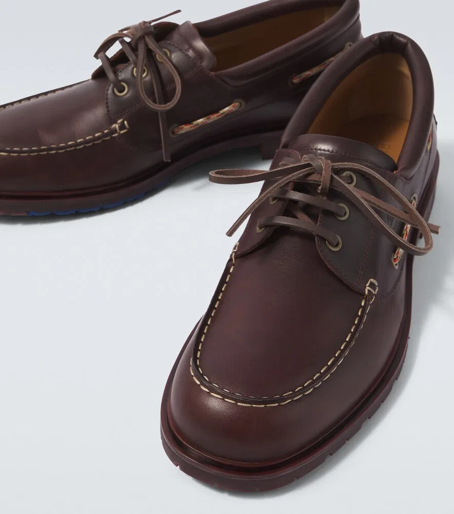 Кожаные лодочные туфли Burberry, бургунди — фото 3