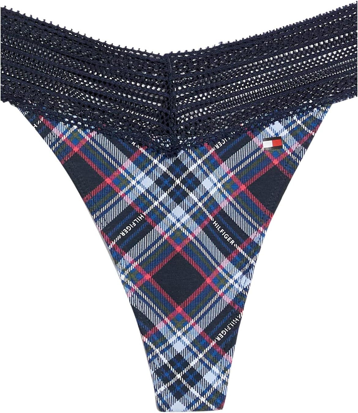Женские трусики-стринги Tommy Hilfiger из хлопка и кружева, упаковка, Lg Tartan Navy Blue — фото 2