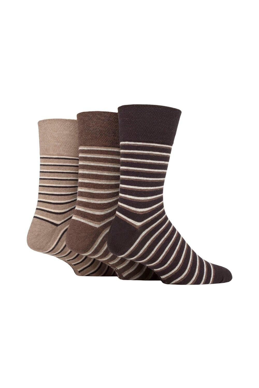 

3 пары носков с узором Argyle и в полоску SOCKSHOP Gentle Grip, коричневый
