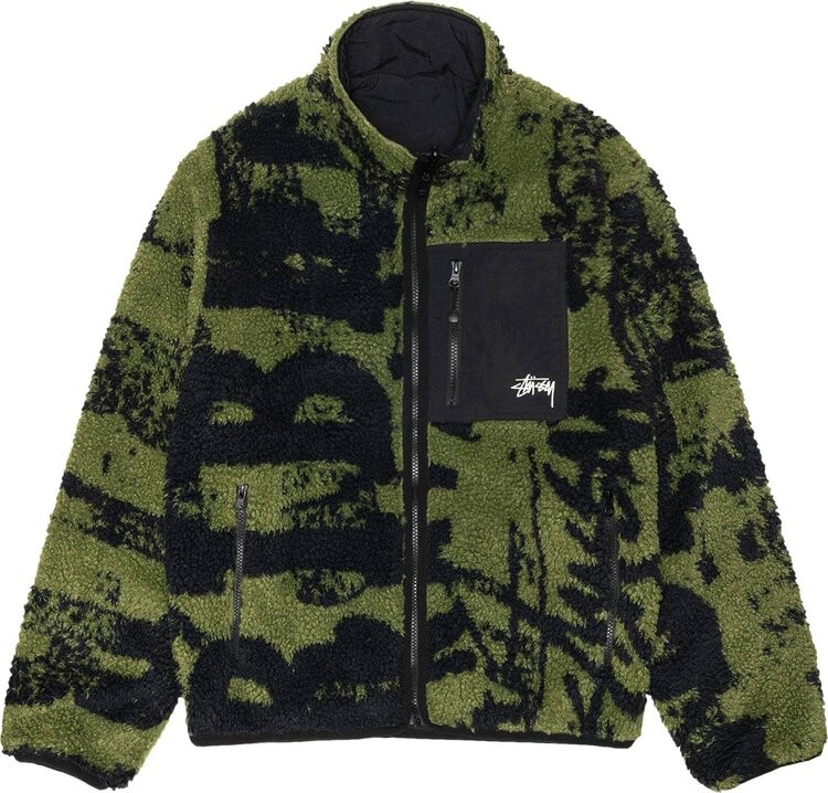 

Куртка Stussy Sherpa Reversible Printed 'Green', разноцветный