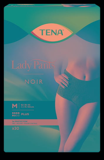 

Впитывающее белье М, 75-105 см, 30 шт. Tena, Lady Pants Noir Plus