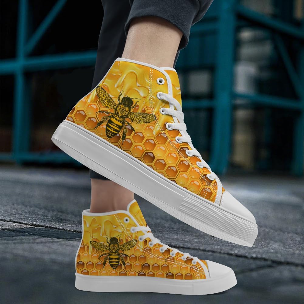 Кеды Chebing Bee высокие на шнуровке из холщовой ткани, повседневная обувь для мужчин и женщин, желтый — фото 2