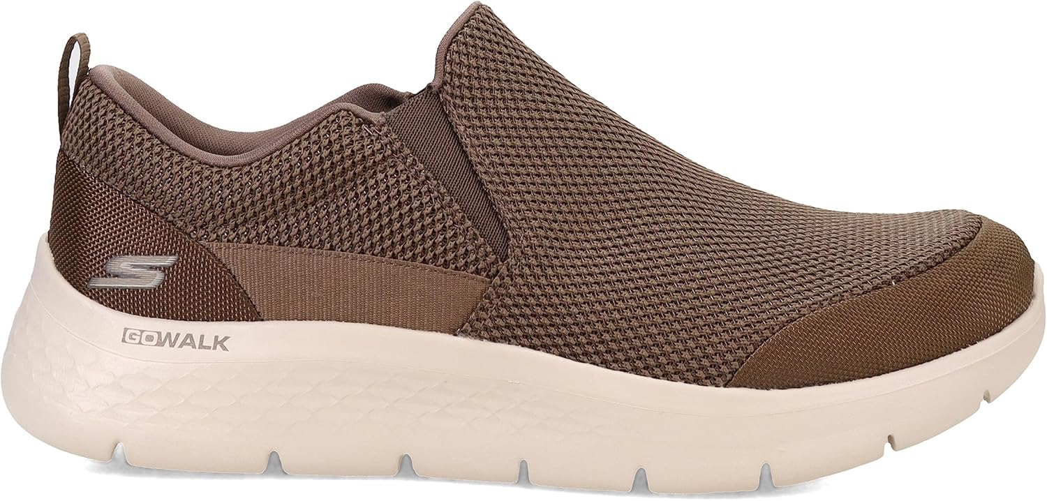 Мужские кроссовки Skechers GoWalk Flex - спортивные слипоны для прогулок с амортизирующей подошвой с воздушным охлаждением, хаки — фото 3