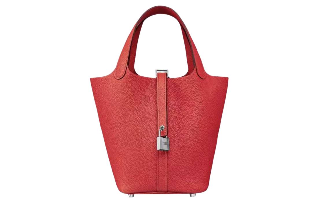 

HERMES Пикотин Лок сумка-корзинка из телячьей кожи ведро 18 женская азалиевый красный