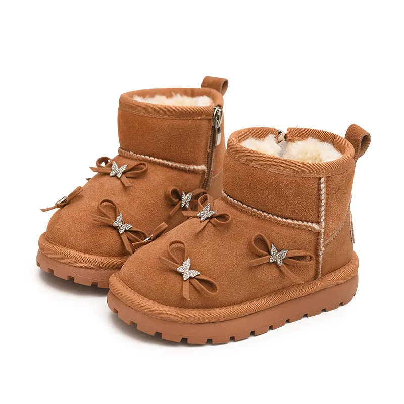 Модные утепленные ботинки mid top для детей с флисовой подкладкой и противоскользящей подошвой BODING, Camel — фото 4