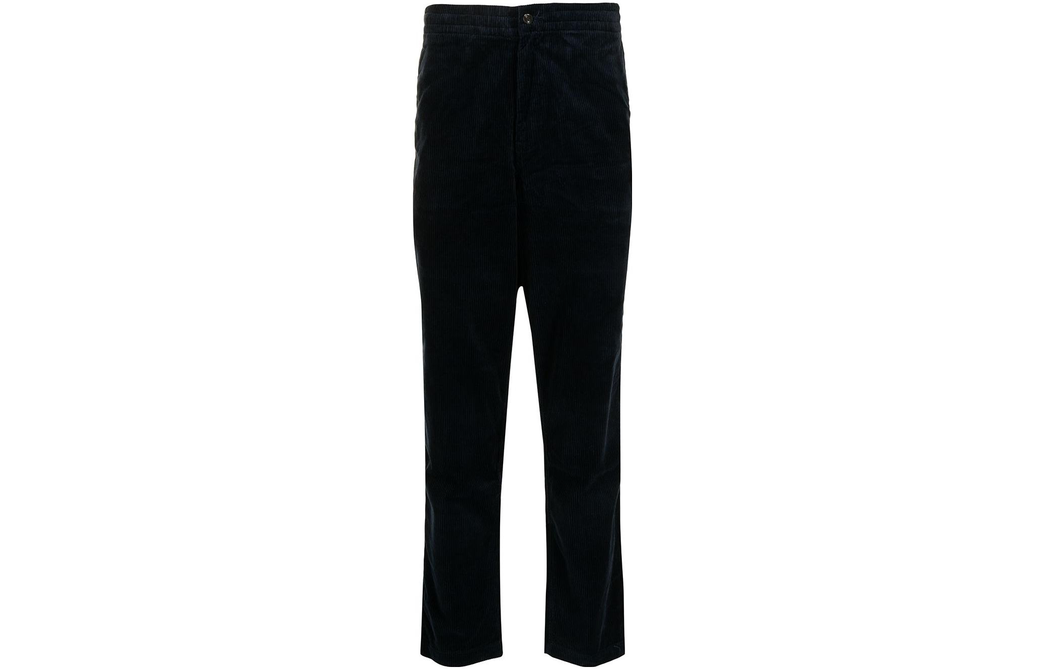 

Рибленые хлопковые брюки прямого кроя Polo Ralph Lauren, темно-синий