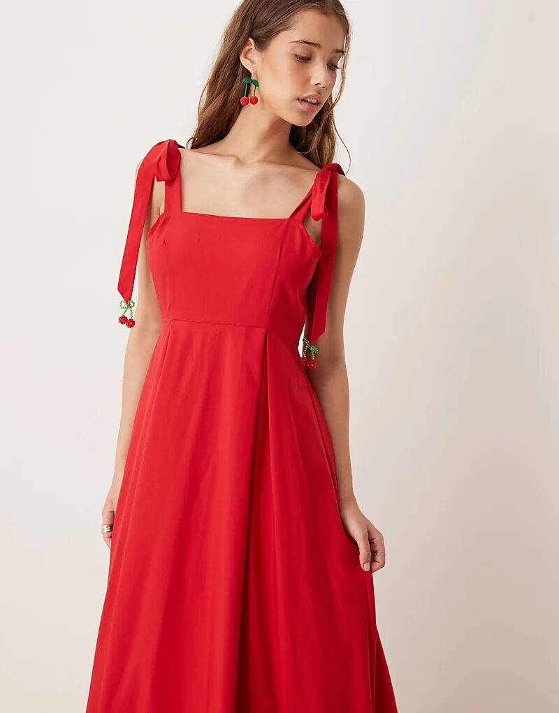 

Платье мидакси с бантом на плече от сестры Джейн красного цвета