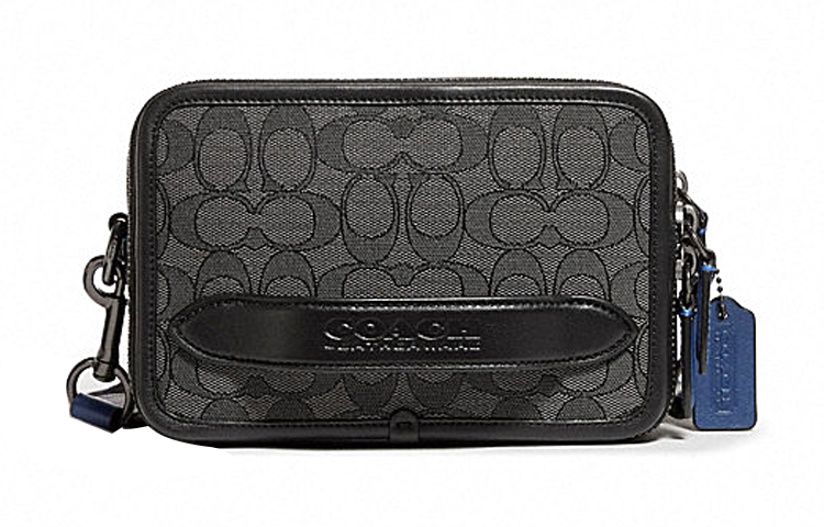 

Charter Calfskin Textile Маленькая квадратная сумка через плечо, повседневная мужская черная COACH