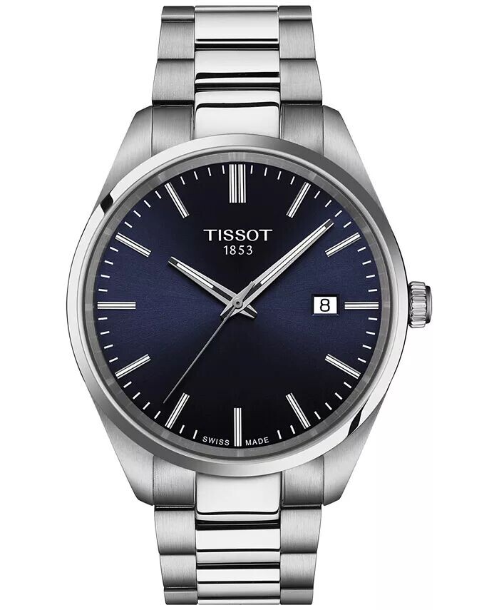 

Мужские швейцарские часы PR 100 с браслетом из нержавеющей стали 40 мм Tissot, синий