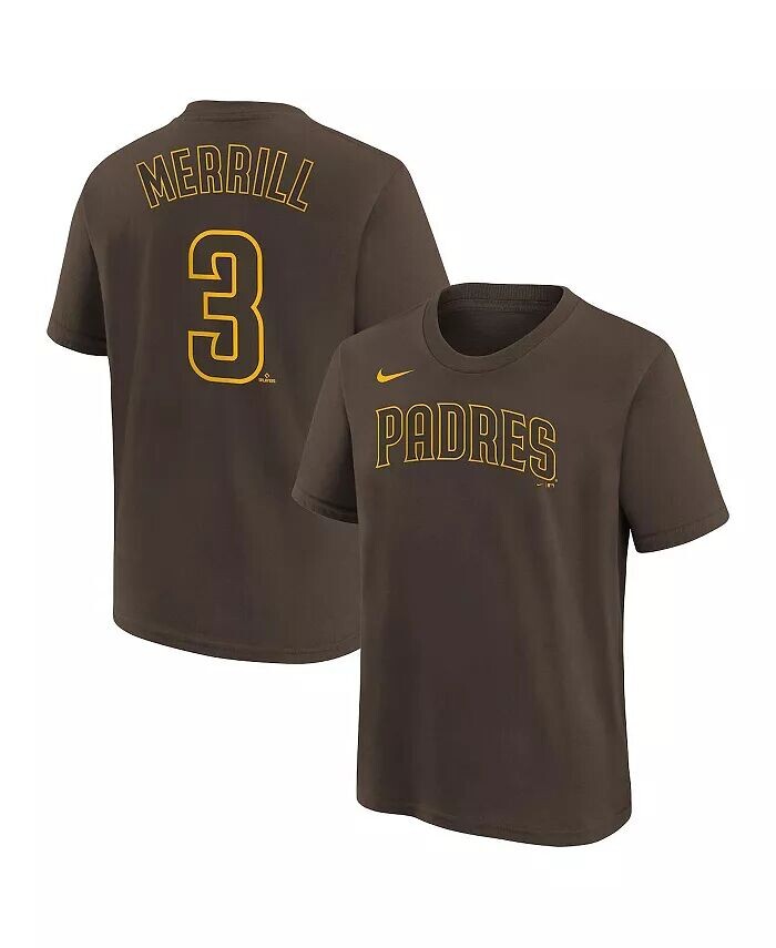 

Футболка с именем игрока и номером Big Boys and Girls Jackson Merrill Brown San Diego Padres Nike
