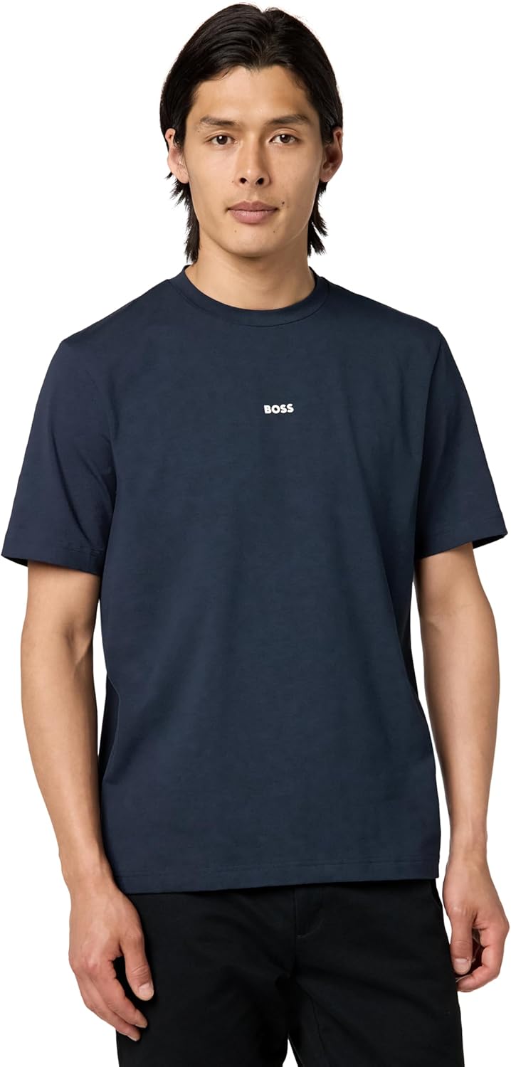 

Мужская хлопковая футболка BOSS с логотипом на груди, стандартного кроя, Navy Captain Blue, Синий, Мужская хлопковая футболка BOSS с логотипом на груди, стандартного кроя, Navy Captain Blue