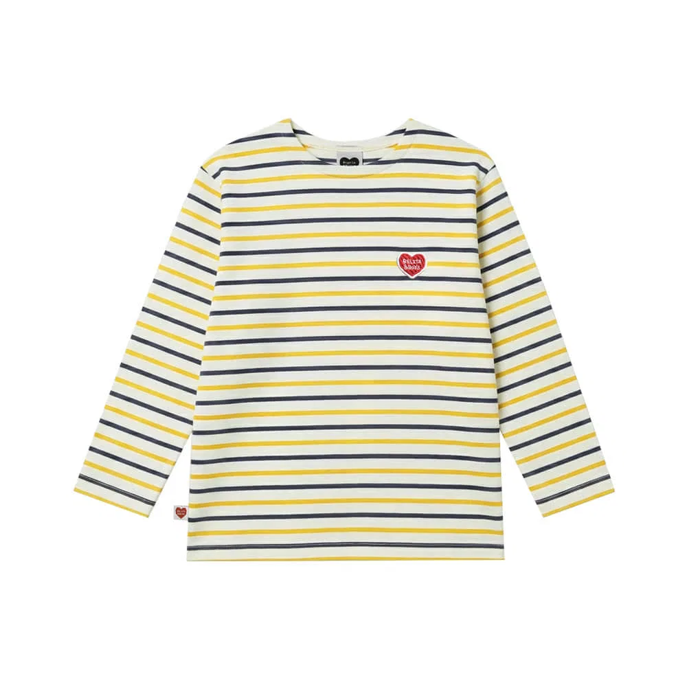 Детский лонгслив Belita&Boys Bb Heart Multi Stripe Boat Neck жёлтого цвета