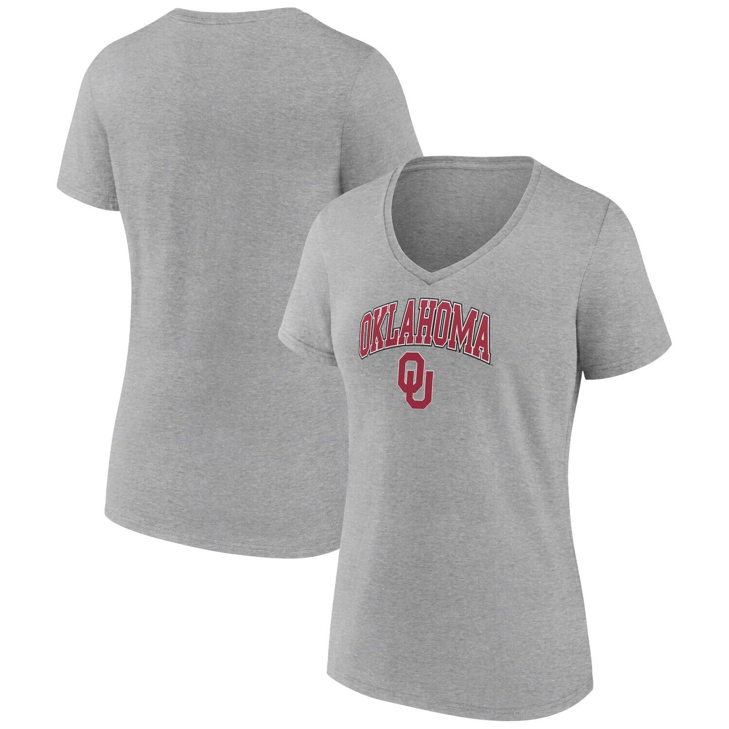 

Женская футболка с v-образным вырезом и фирменным логотипом Fanatics Heather Grey Oklahoma owners Evergreen Campus Fanatics