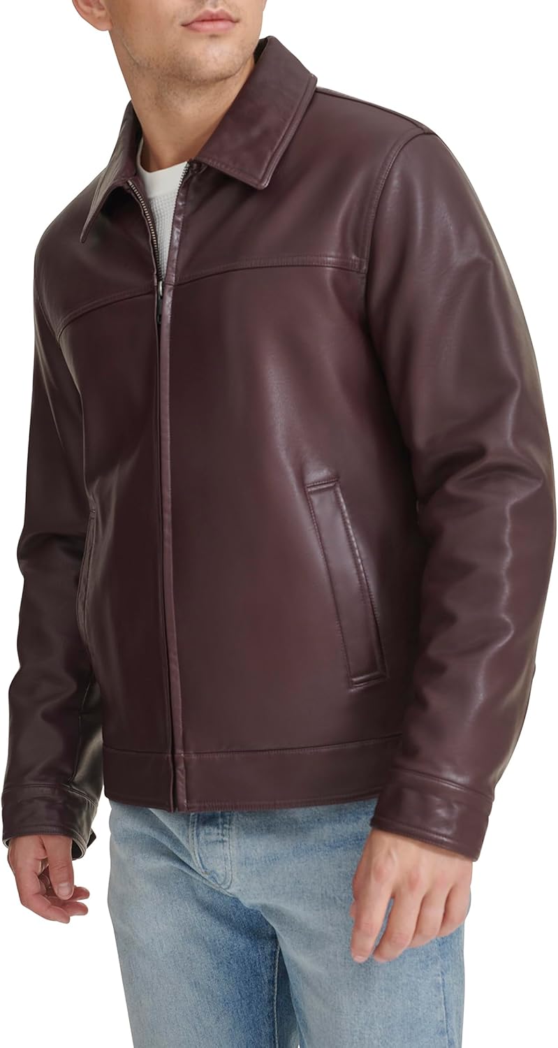 Мужская классическая куртка из искусственной кожи Tommy Hilfiger Mens, Burgundy — фото 3