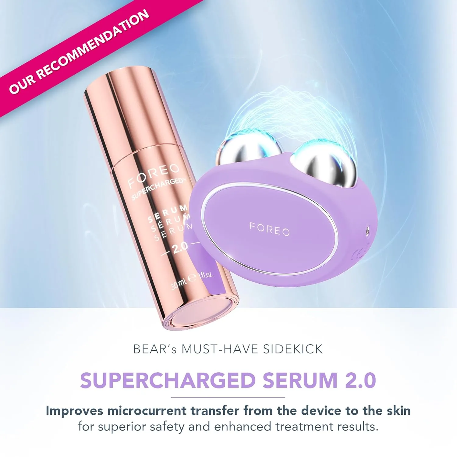 FOREO Bear 2 Advanced Toning Microcurrent Facial Device - устройство для тонизирования и контурирования лица, повышает впитывание уходовых средств, Lavender, Lavender — фото 4