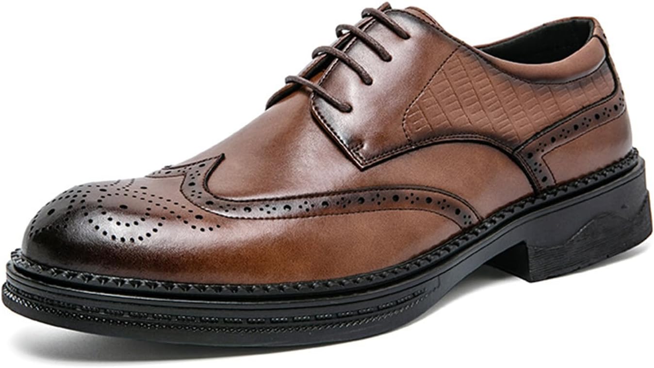 

Мужские классические оксфорды KYOESCAI, деловые туфли, стильные броги дерби с шнуровкой для мужчин, коричневый