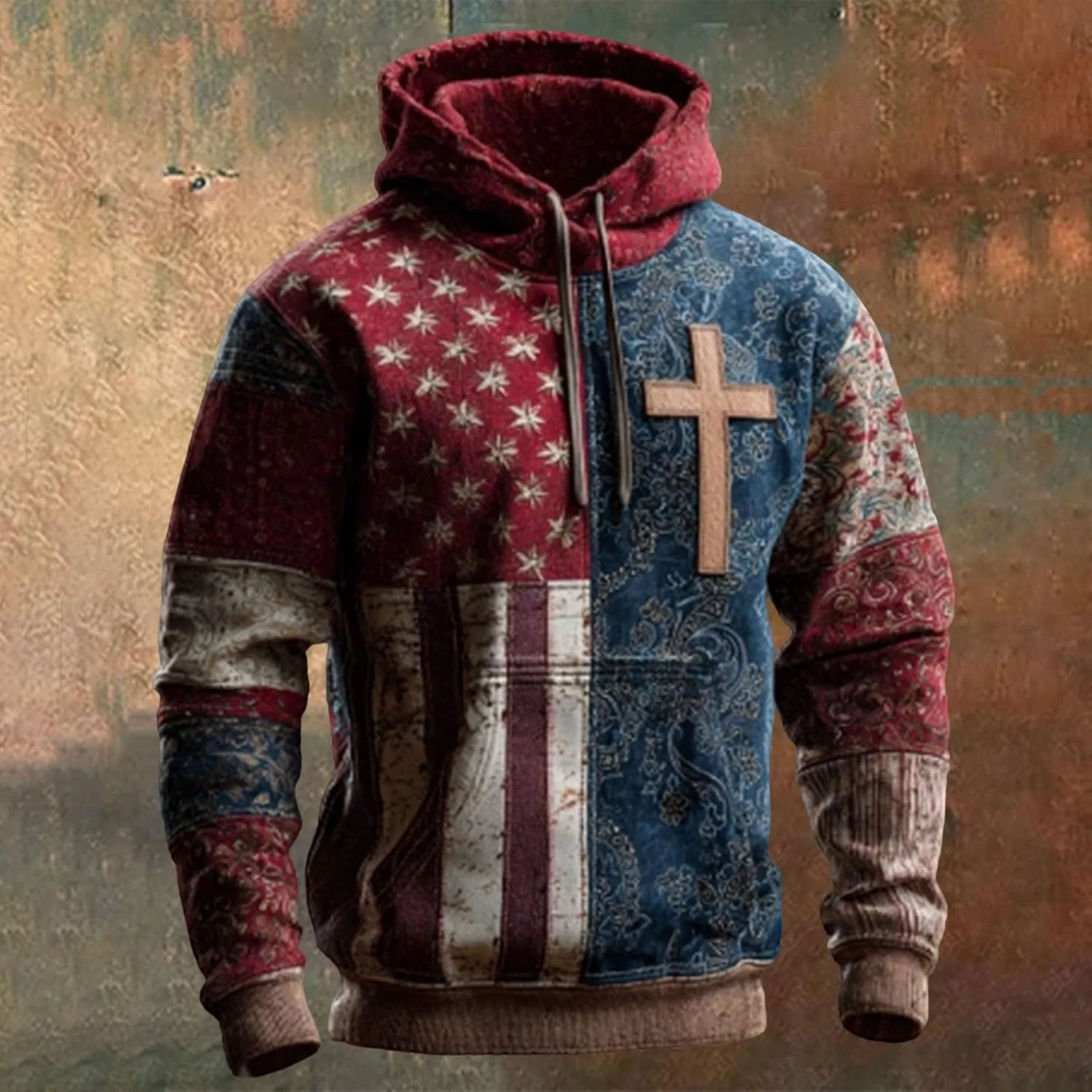 Мужская модная толстовка Christian с принтом Faith и графикой Cross — фото 2