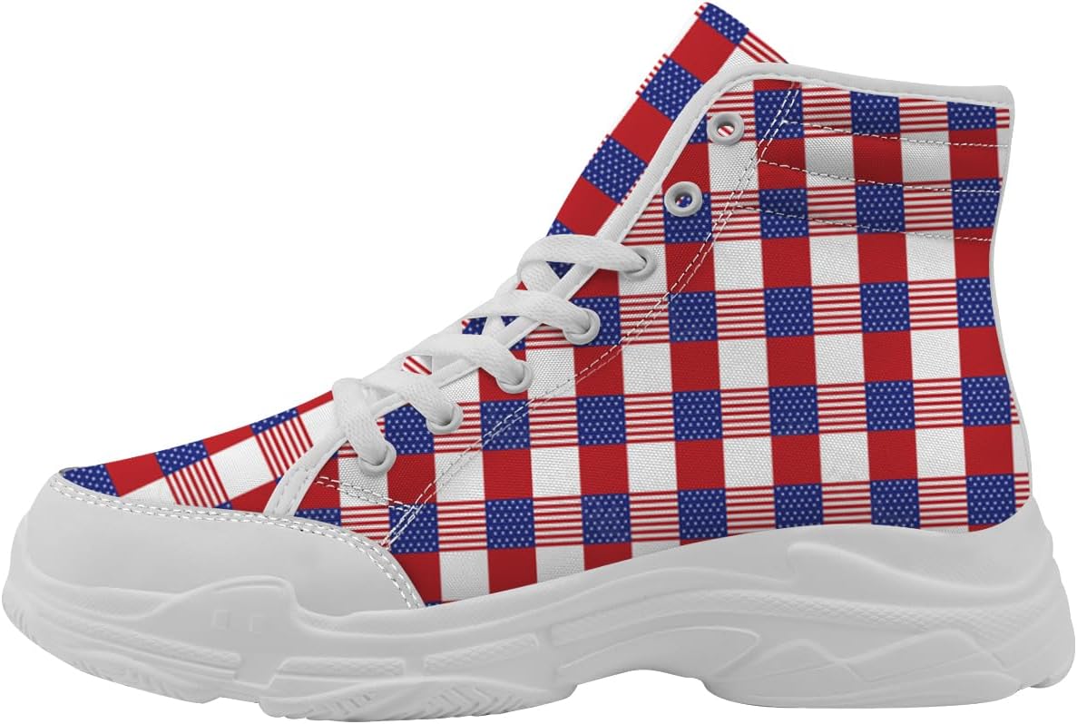

Женские кеды на высокой подошве с флагом США, красно-бело-синие, из канвы, подарок для мужчин Quorax