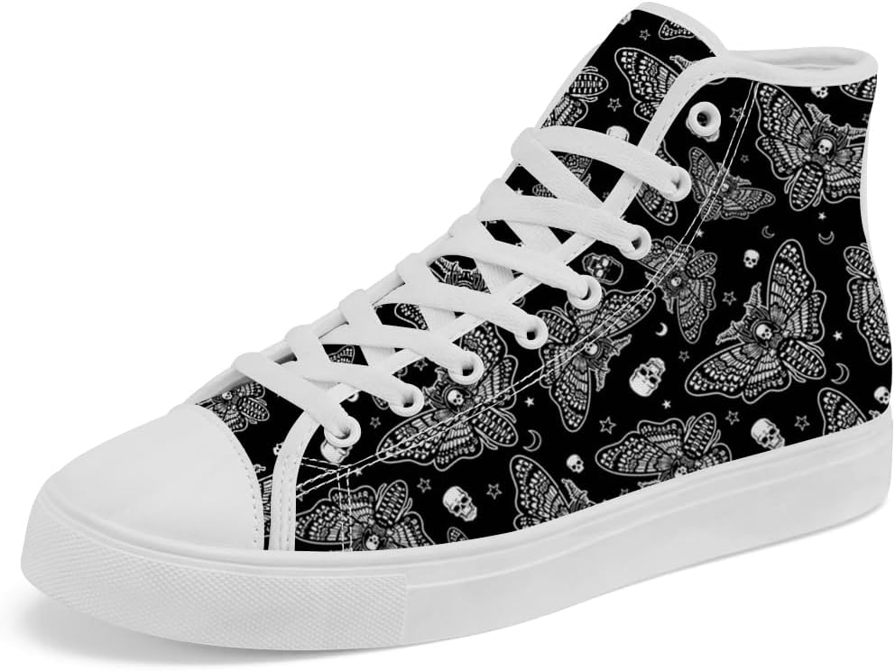 

Кеды на высокой подошве Chebing Moth из холщовой ткани с черепом, шнуровка, повседневная обувь для женщин и мужчин, белый