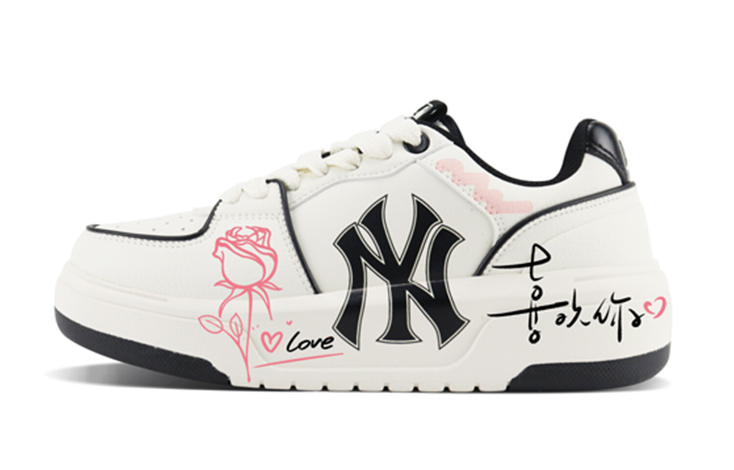 

Кроссовки MLB Chunky Liner Skateboarding Shoes Unisex Low-top White/pink/black, белый