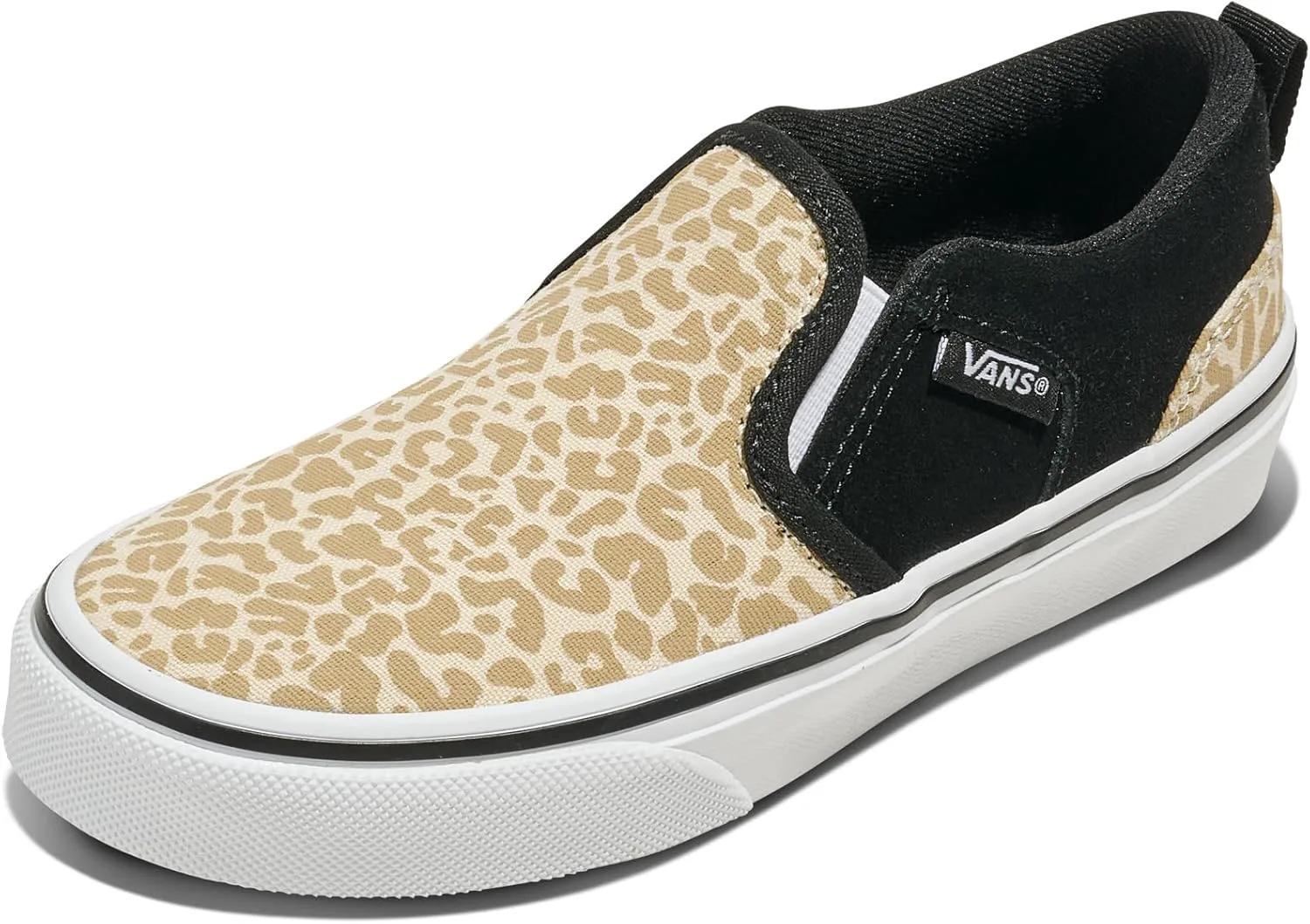 Кеды Vans Asher без шнурков для детей и подростков, леопардовый принт — фото 3