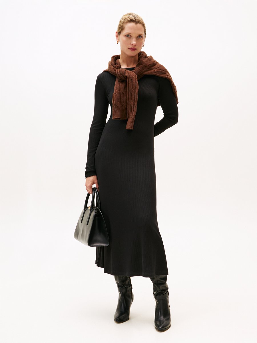 Платье Tommy Hilfiger FLARE MIDI DRESS , Black — фото 2