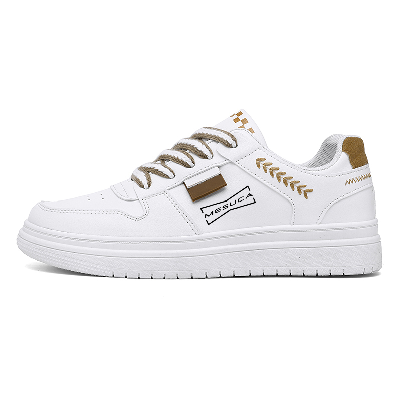 

MESUCA Износостойкие легкие дышащие лоу-топ скейтбордские кроссовки мужские бело-коричневые, цвет White Brown