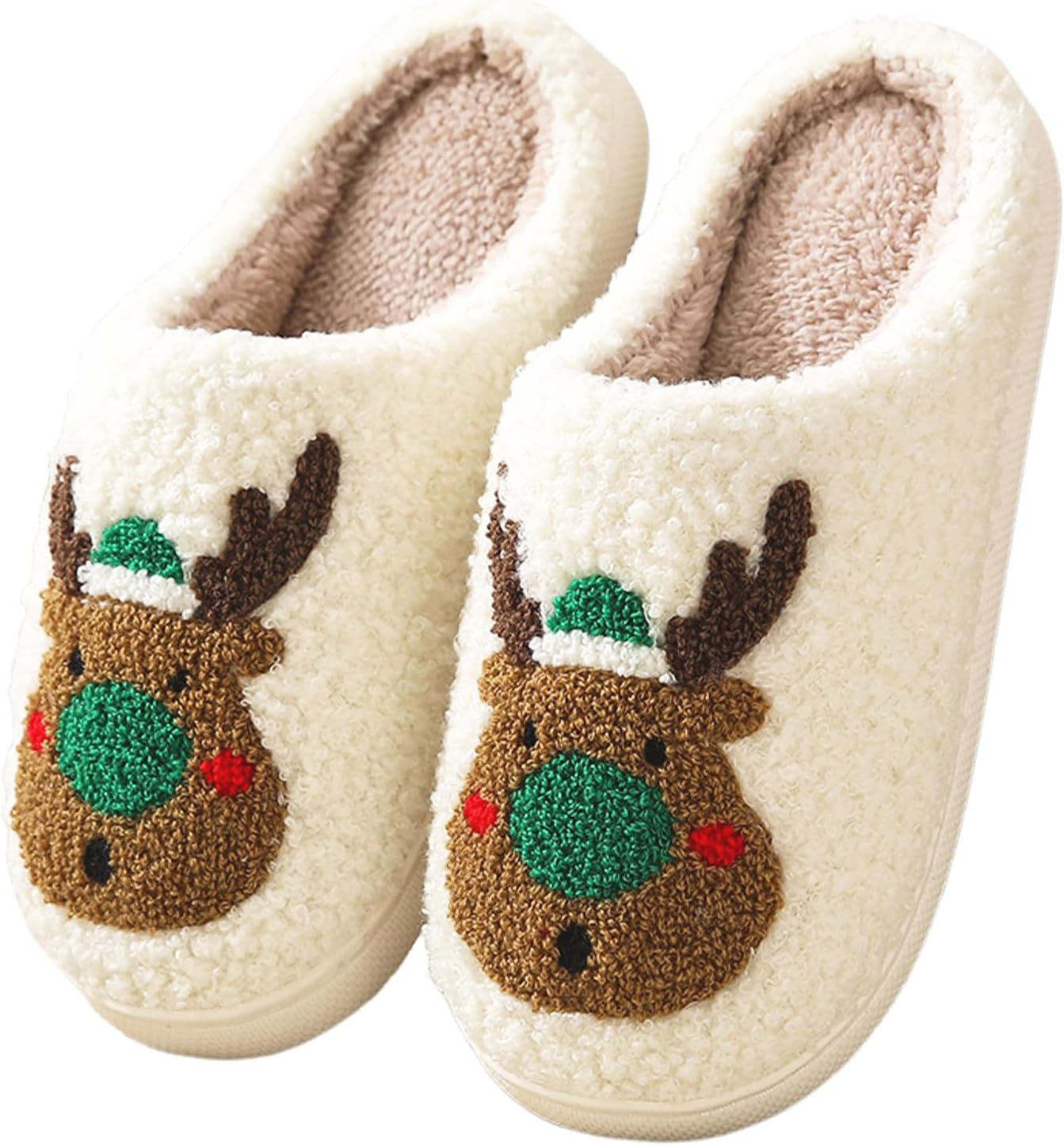 

Рождественские тапочки EAYORTOU для женщин, милые домашние тапочки с оленем, Санта-Клаусом, пряничным человечком, рождественской елкой, пушистые зимние домашние шлепанцы для пар, кавайные мягкие и уютные, синий/зеленый