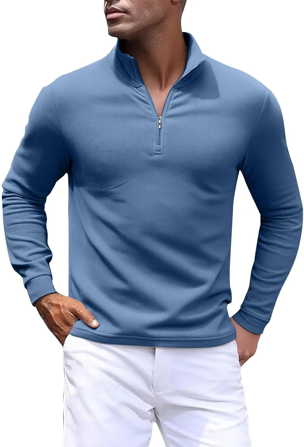 Мужской свитер-пуловер Quarter Zip с воротником-стойкой, Muscle Fit, для тренировок