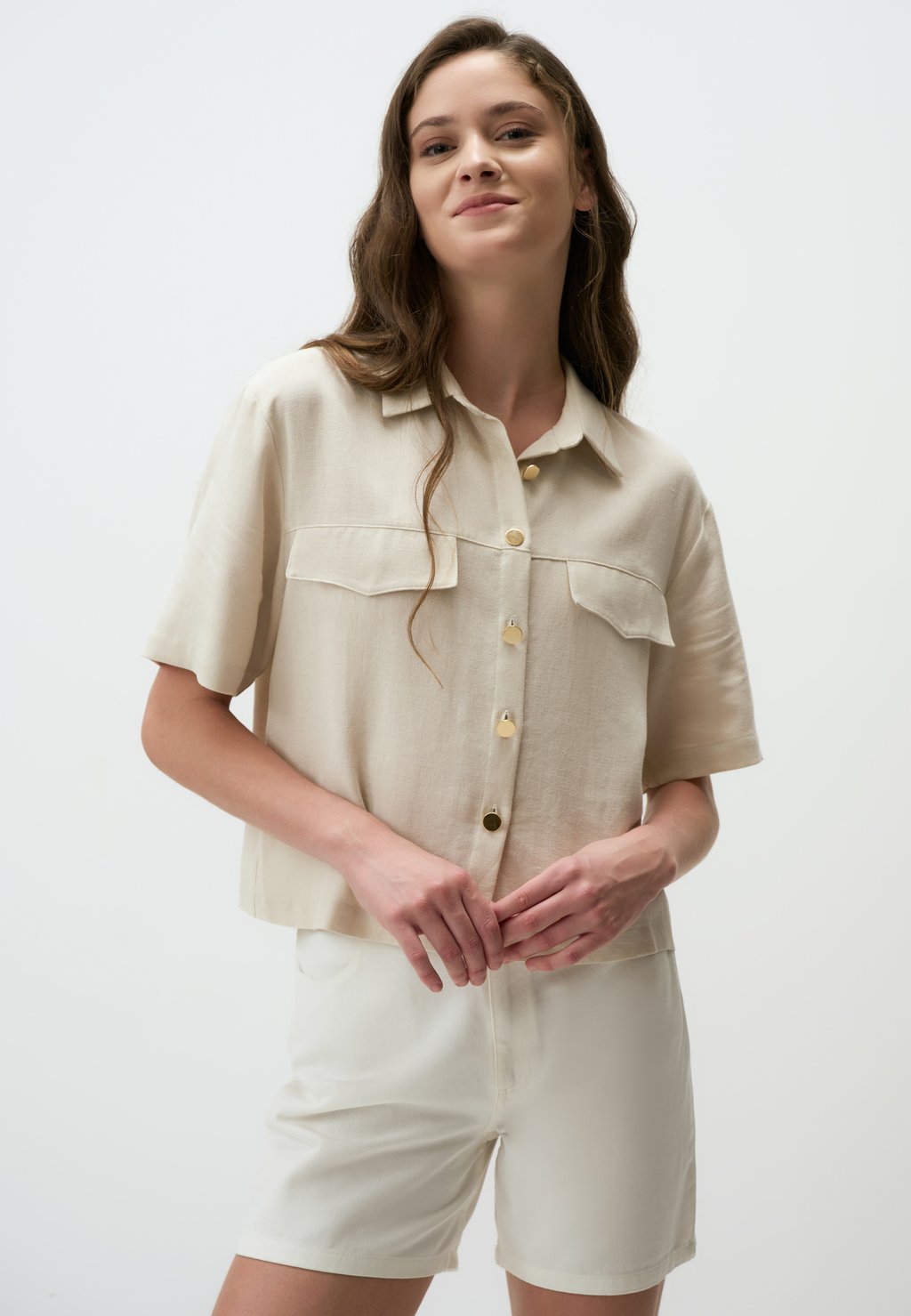 

Блузка на пуговицах SHORT SLEEVE WITH POCKET DETAIL Jimmy Key, серый