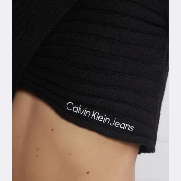 Облегающая водолазка с запахом с добавлением шерсти Calvin Klein, черный — фото 4