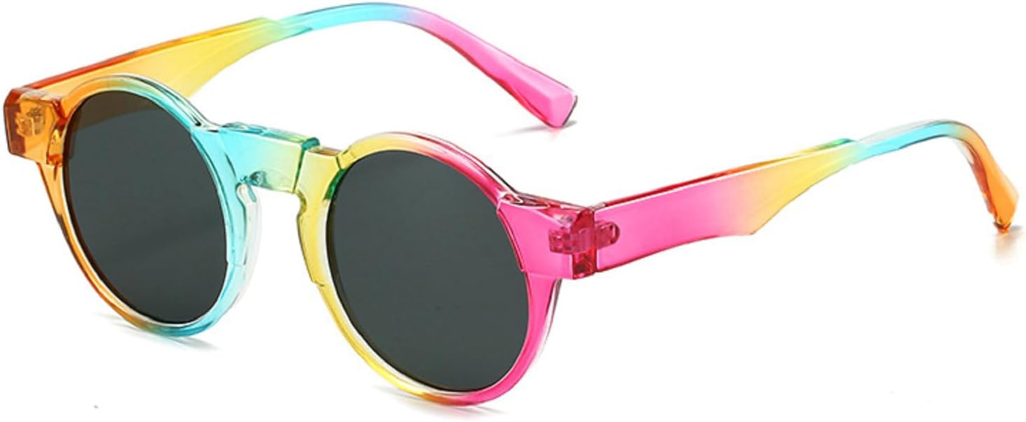 

Панк-солнцезащитные очки круглой формы для женщин и мужчин, роскошные винтажные солнцезащитные очки в маленькой оправе с защитой от УФ-излучения UV400, стильные очки для женщин 8816 Melrose, Rainbow