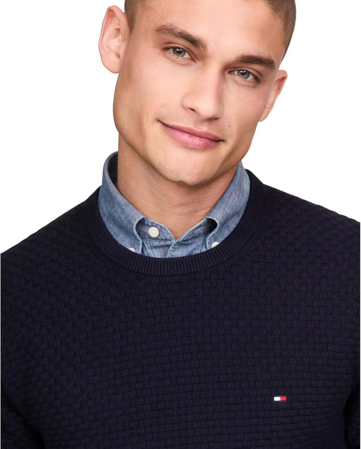 Tommy Hilfiger мужской свитер с текстурой вафли легкий пуловер, доступен в размерах Big & Tall, Desert Sky — фото 2