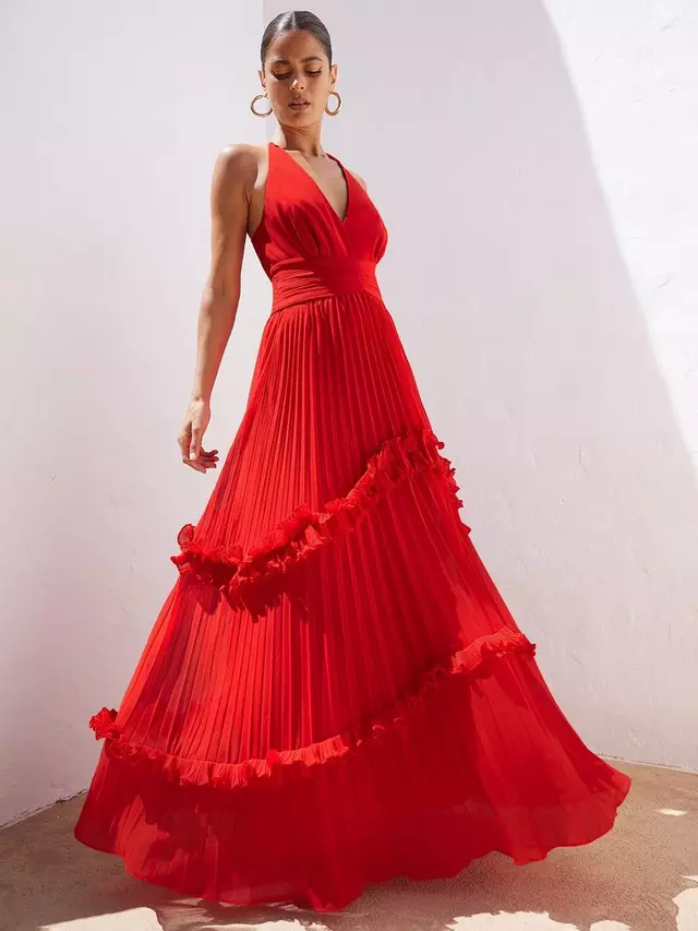 

Платье Ro&Zo Sienna Pleated Frill Maxi, красный